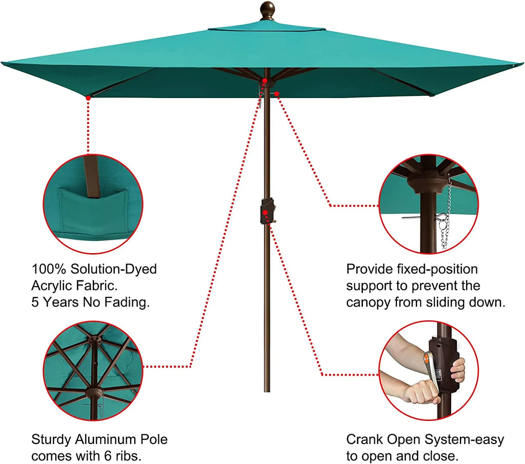 EliteShade Sunumbrella 6x6Ft Square Market Umbrella with Ventilation