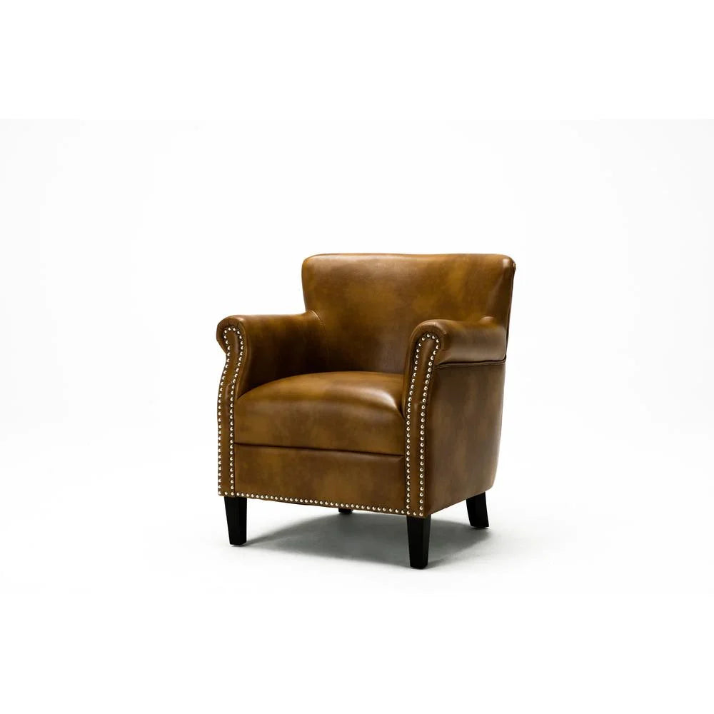 Comfort Pointe Holly Navy Blue Faux Leather Club Chair with Nail Head Trim