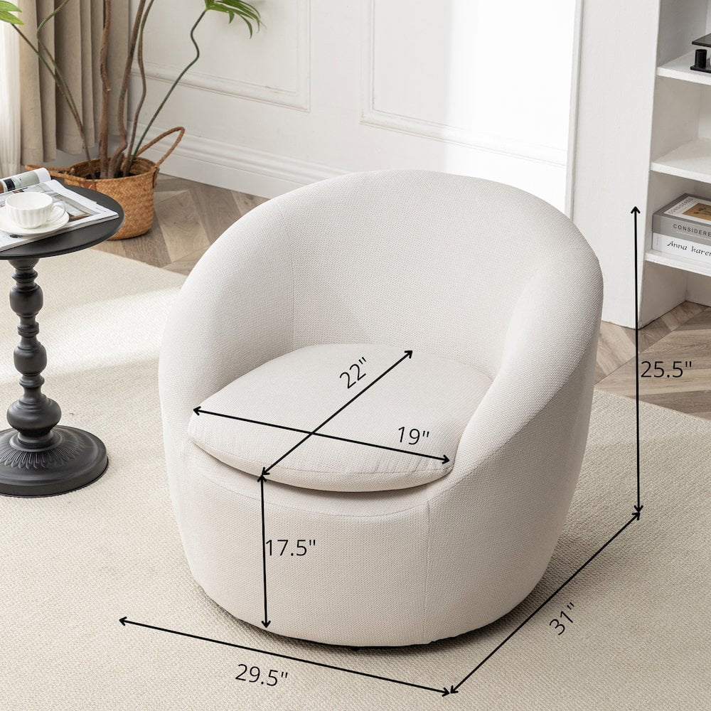 Roundhill Furniture Winnie Modern Barrel Chair, 360 Swivel