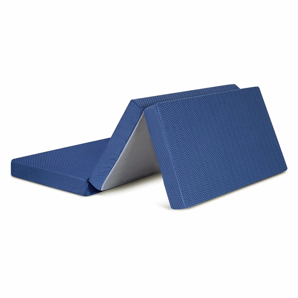 4'' Tri-Fold Memory Foam Mattress, Blue, Twin