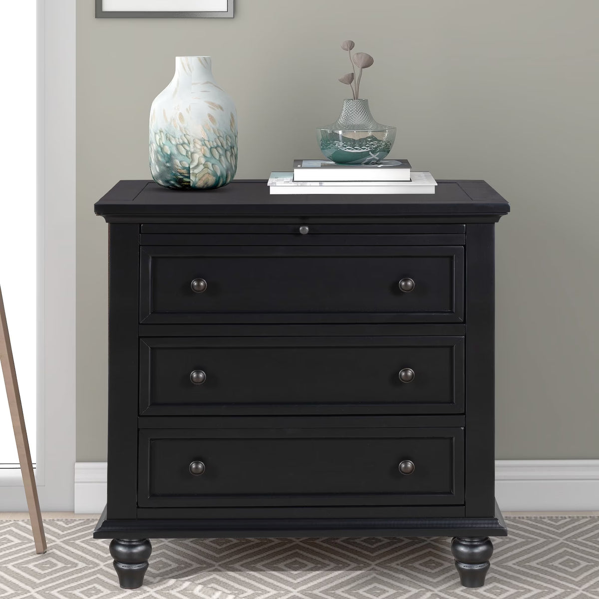 EUROCO 28 Larger Solid Wood 3-Drawer Side Table Nightstand, End Table with Pull out Tray for Bedroom, Living Room, Hallway, Entryway,White