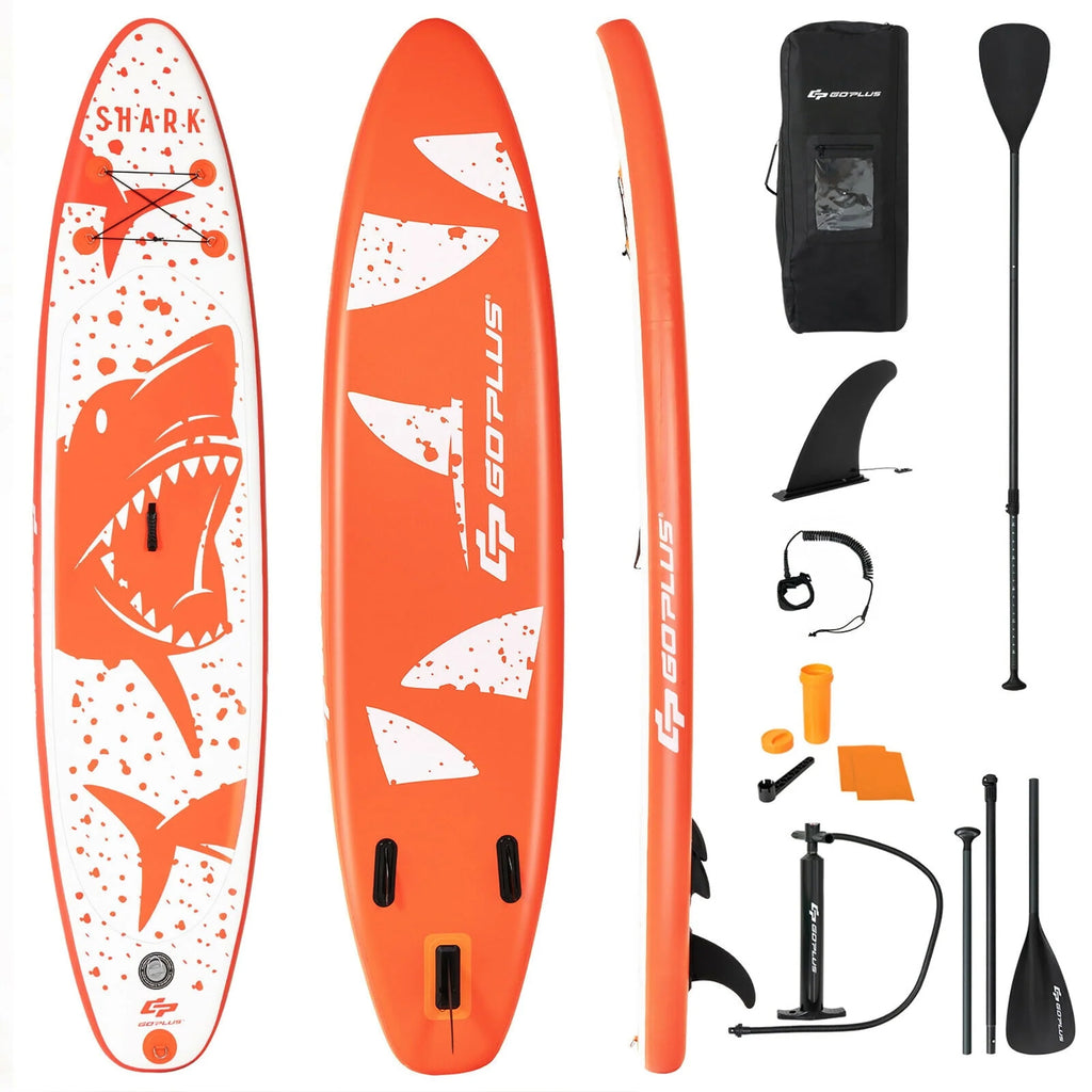 Goplus 11' Inflatable Stand Up Paddle Board with Backpack Aluminum Paddle Pump