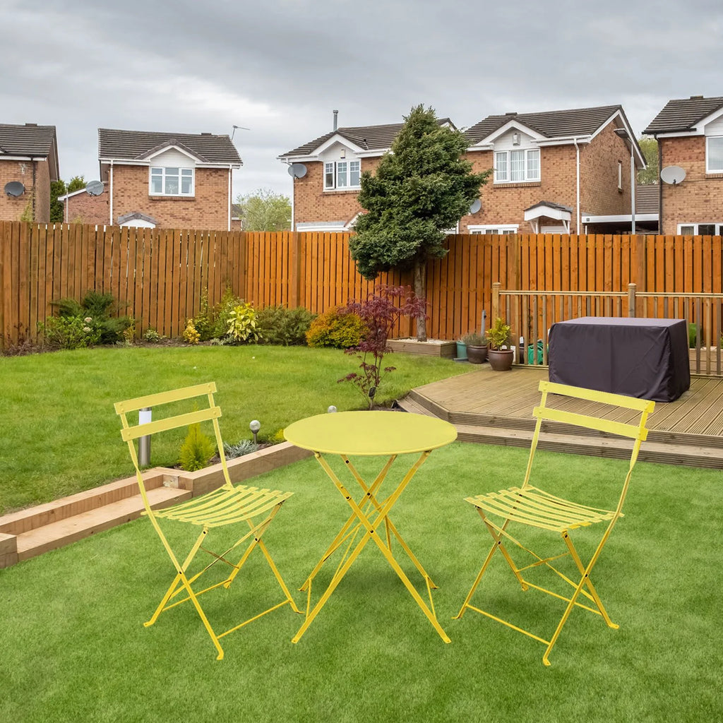Alin 3 Piece Relaxing Outdoor Furniture Set 2 Handy Chairs With a Round Table - Yellow