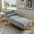 Vesgantti Velvet Chaise Lounge,59" Modern Upholstered Lounge Chair Indoor with Round Armrest Lumbar Pillow, Single Sofa for Living Room Bedroom Office,Grey