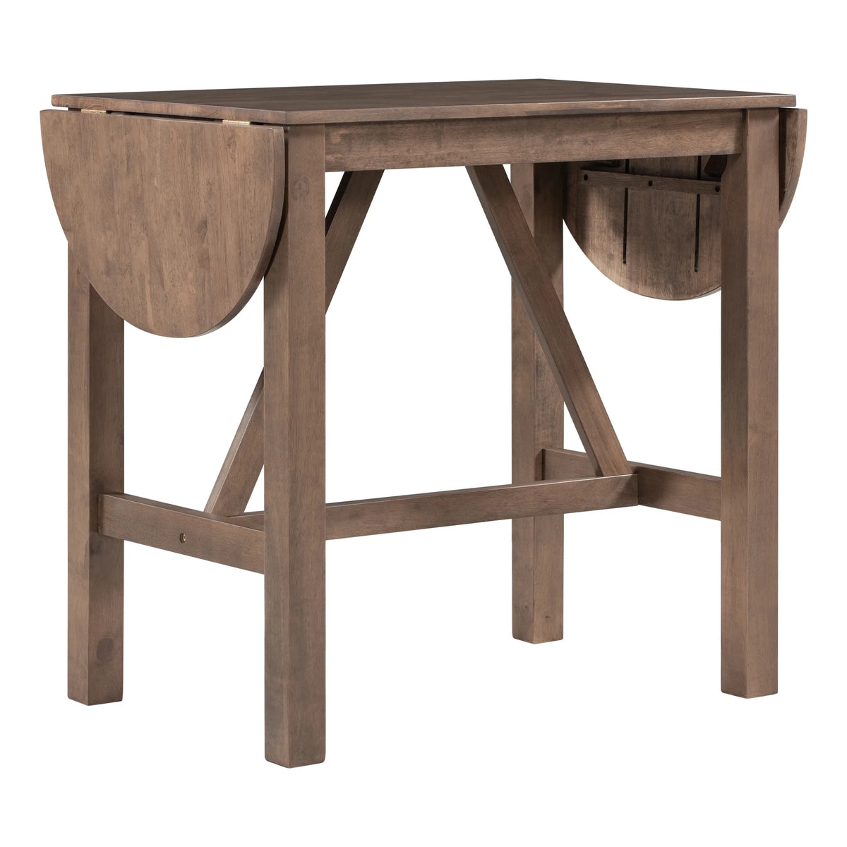 Harper & Bright Designs 3 Piece Wood Folding Dining Table Set Drop Leaf Table with 2 Padded Counter Height Dining Chairs for Small Place, Brown