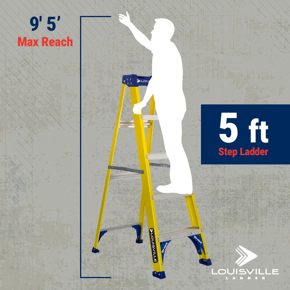 Louisville Ladder 5-Foot Fiberglass Step Ladder, 250-Pound Load Capacity, Type I, FS2005