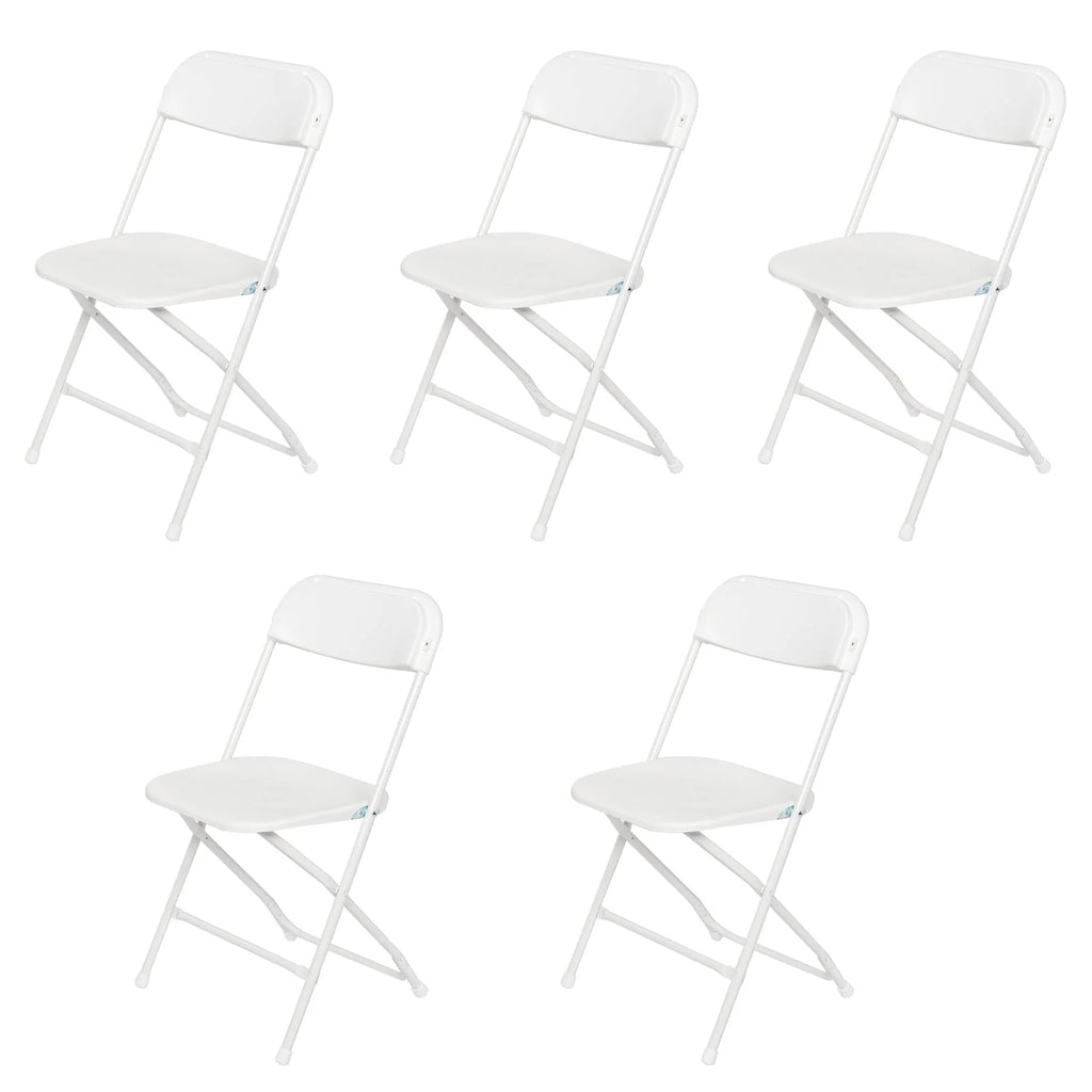 Zimtown Set of 4 White Plastic Folding Chairs Heavy Duty Portable Stackable Party Event Chairs, Plastic Portable Party Chairs
