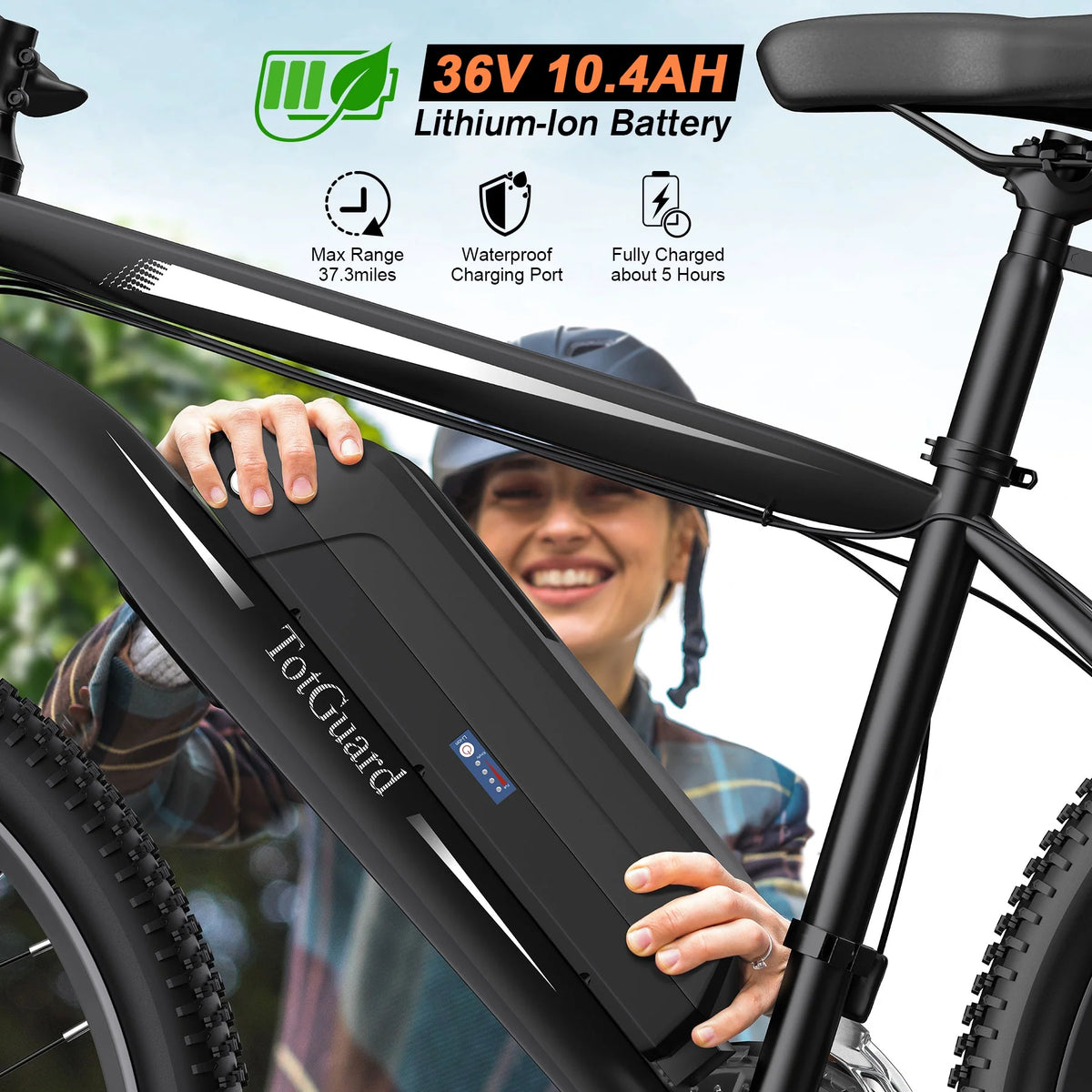 TotGuard Electric Bike for Adults, 26" Ebike 350W Adult Electric Bicycles, Electric Mountain Bike with 36V 10.4Ah Battery, Suspension Fork, Shimano 21 Speed Gears