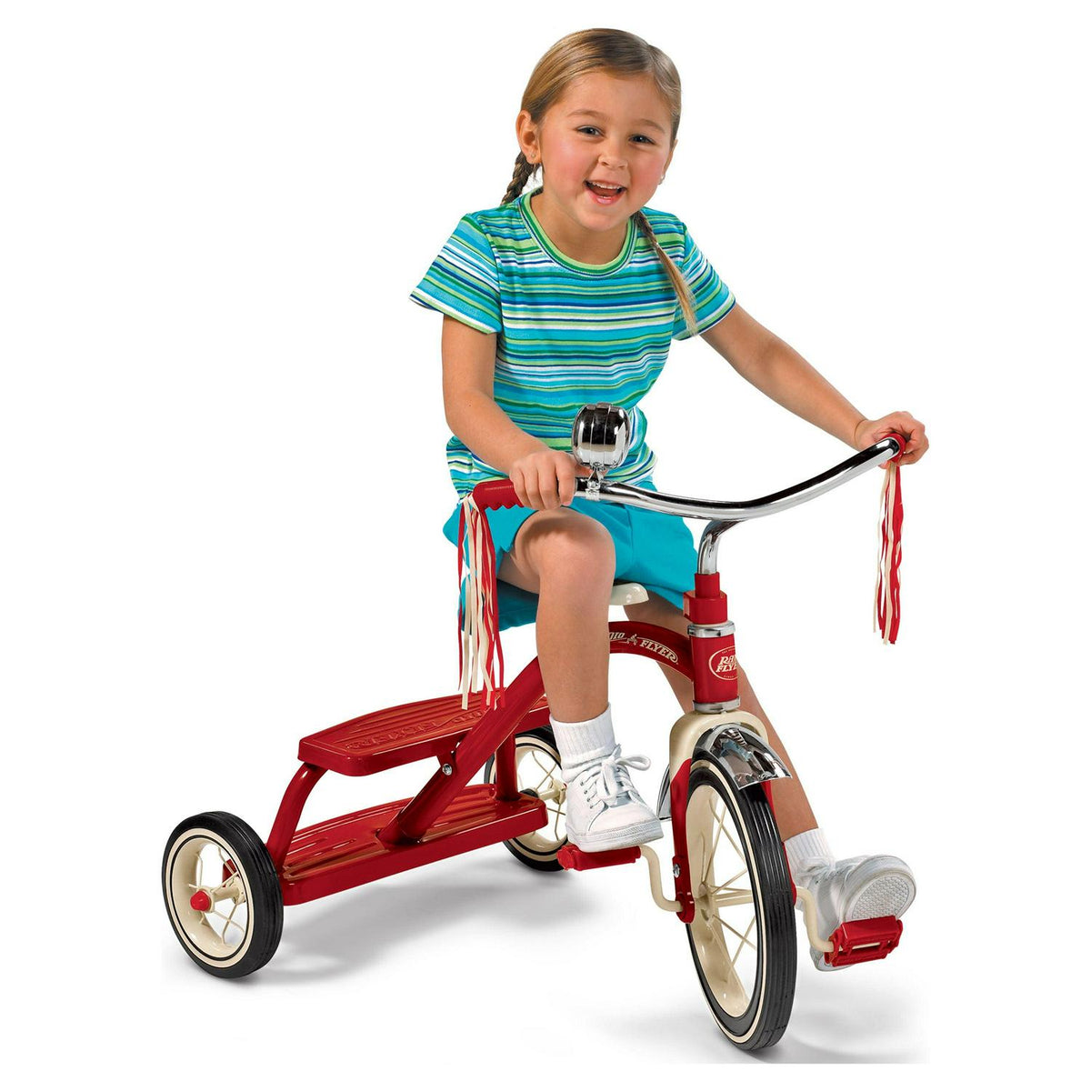 Radio Flyer. Classic Red Dual Deck Tricycle. 12″ Front Wheel. Red