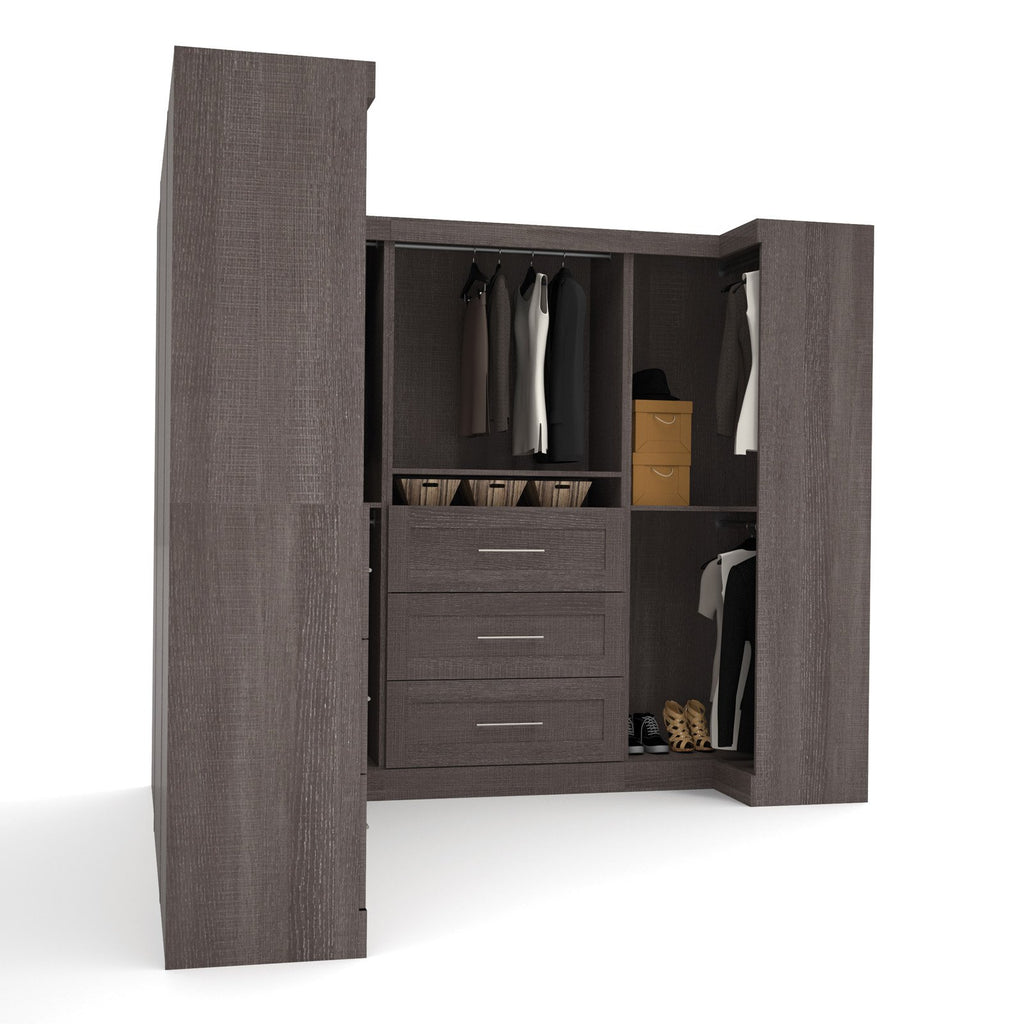 Bestar Pur 161W Walk-In Closet Organizer System in Bark Gray - Engineered Wood