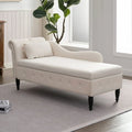 MUZZ Modern Velvet Chaise Lounge Indoor Chair,Tufted Long Lounge with Pillow for Living Room/Bedroom/Office（Beige)