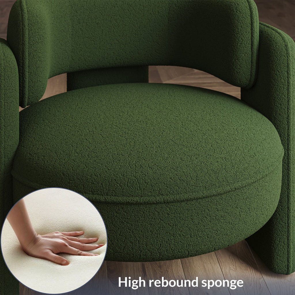 BELLEZE Sherpa Boucle Chair, Modern Barrel Accent Chair Comfy Round Upholstered Armchair Accent Side Chair for Living Room, Bedrooms, Corner - Quinton White