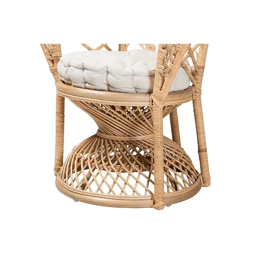 bali & pari Fedra Modern Bohemian Natural Brown Rattan Peacock Accent Chair
