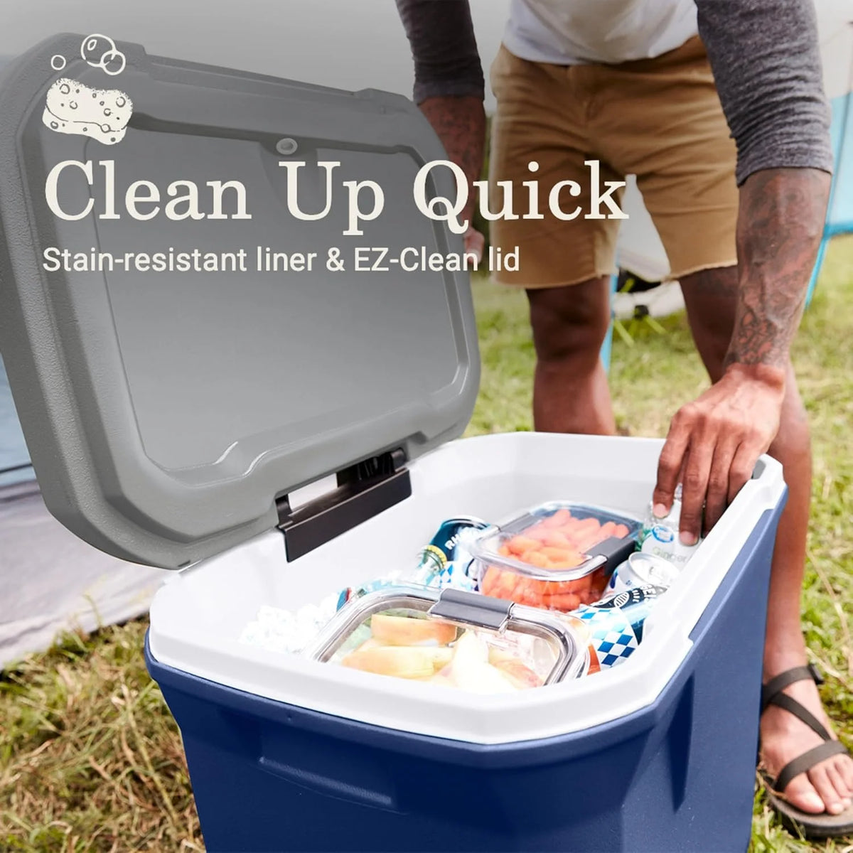 Classic Series Insulated Portable Rolling Cooler with Wheels, Leak-Resistant Outdoor Hard Cooler Keeps Ice up to 5 Days, 62-Quart