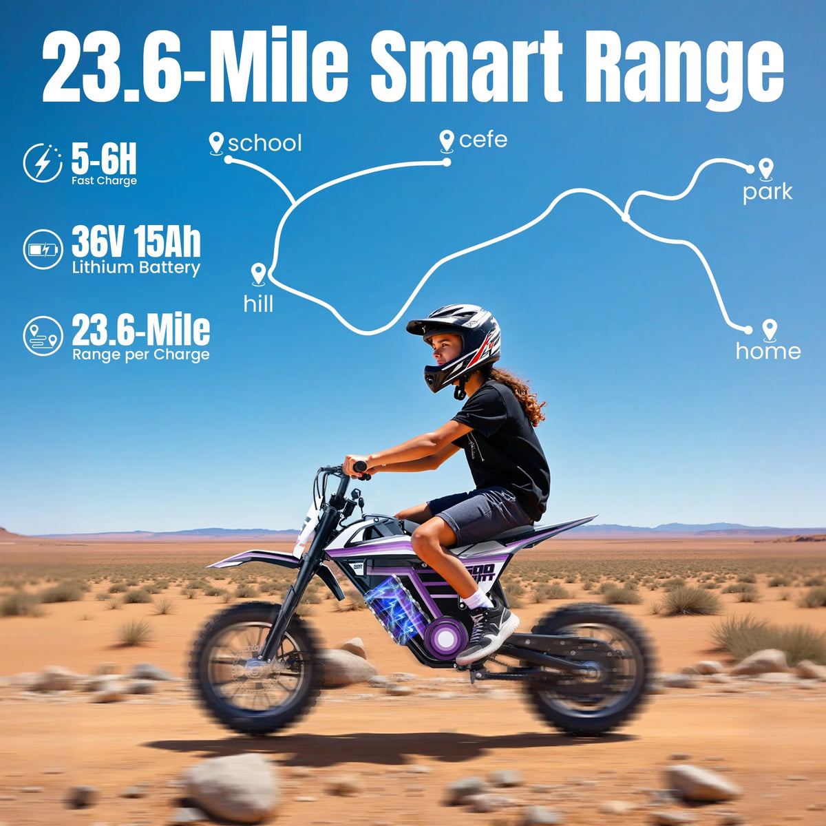 Electric Dirt Bike for Teens Adults, 500W Electric-Motorcycle Mountain Off-Road EBike