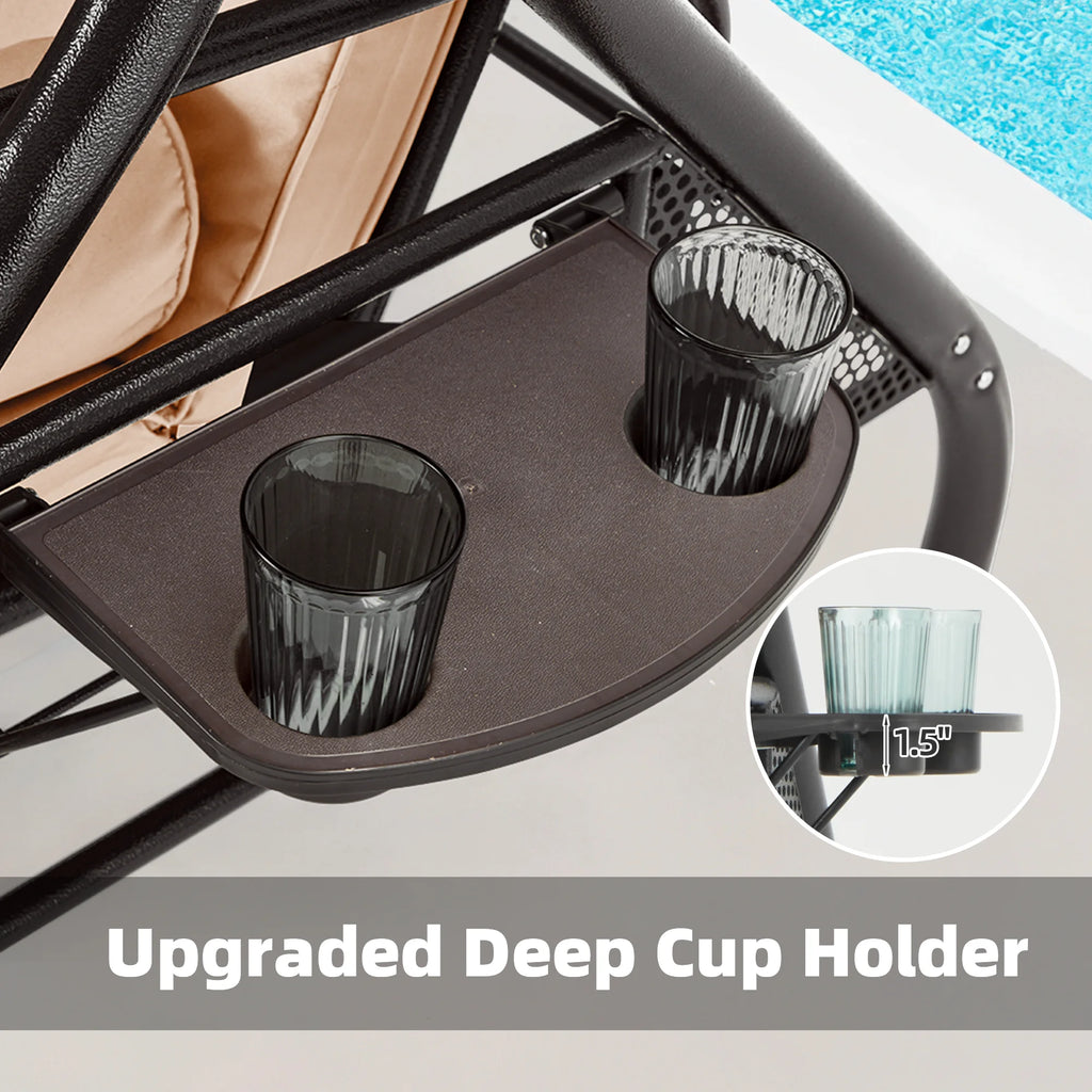 Homrest 3 Seat Outdoor Porch Swing with Adjustable Canopy, Cushions, and Cup Holder - Wine Red