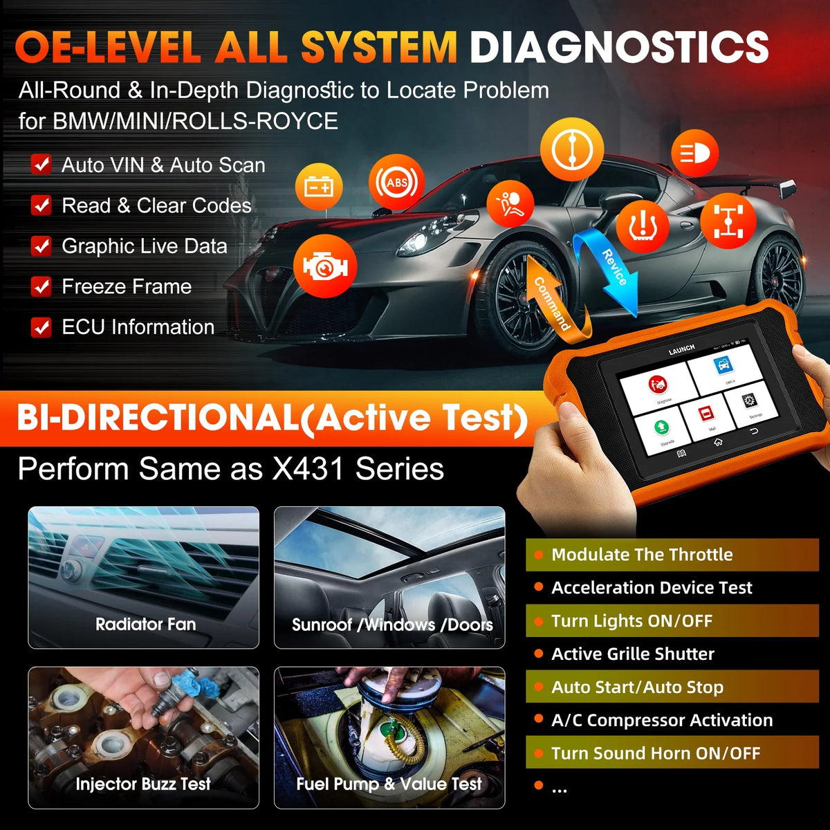 LAUNCH Automotive Diagnostic Tool with OBD2 Scanner