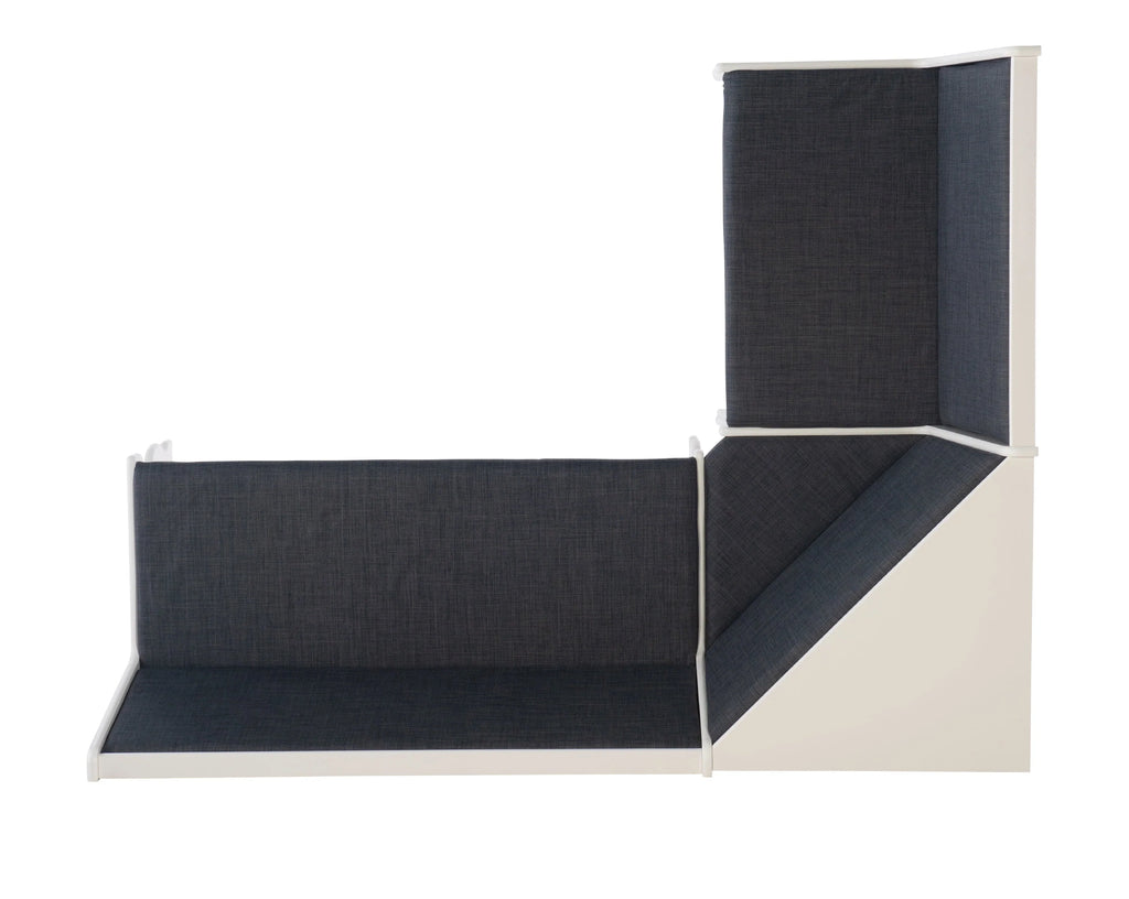 Linon Weston Corner Dining Breakfast Nook with Table and Bench, Seats 5-6, White Finish with Charcoal Fabric