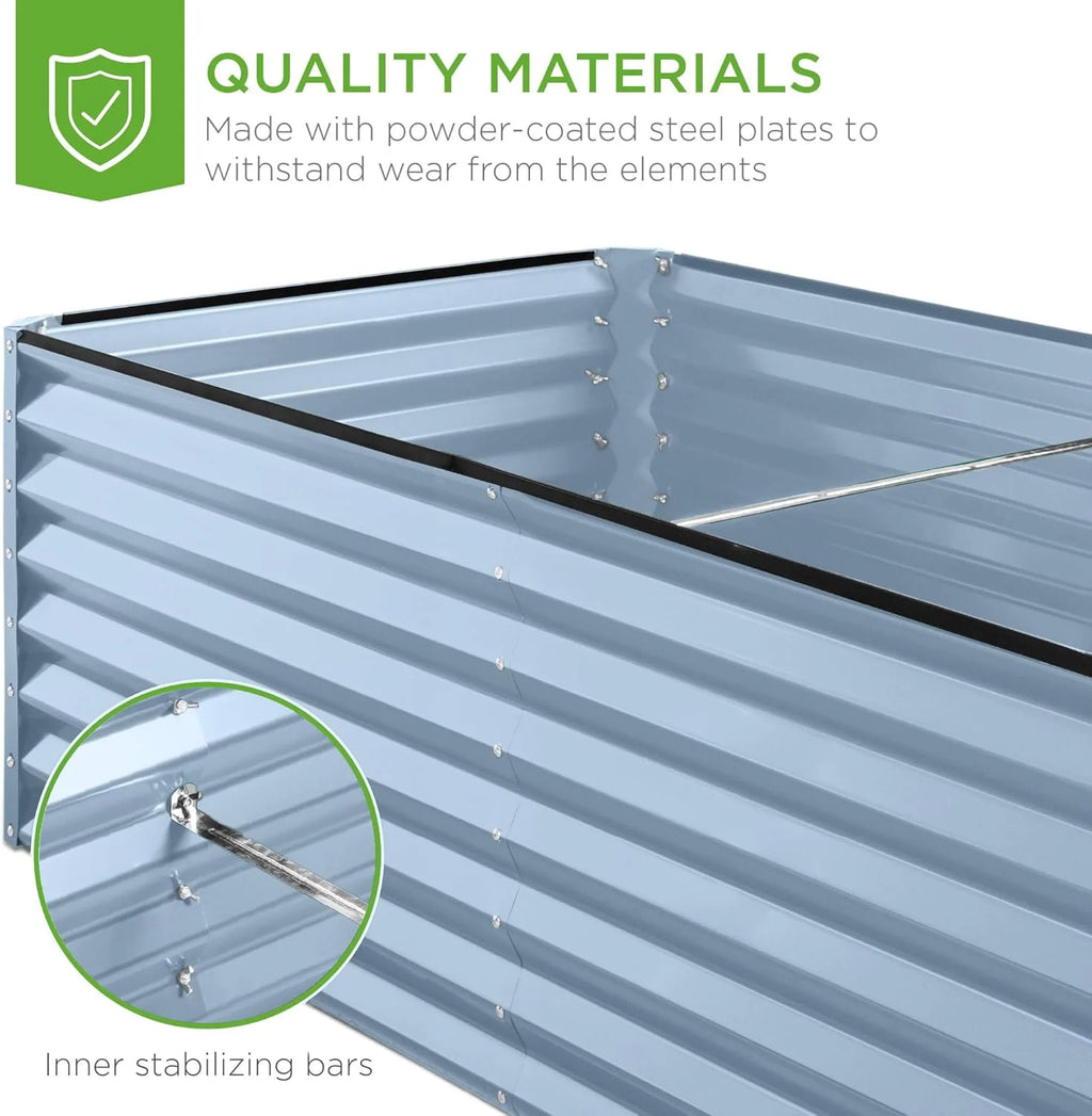 Gloaa 6x3x2ft Outdoor Metal Raised Garden Bed, Deep Root Box Planter for Vegetables, Flowers, Herbs, and Succulents w/ 269 Gallon Capacity Sage Green