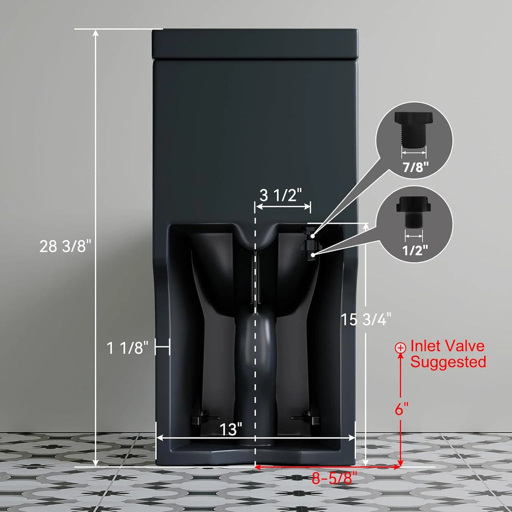 Small One Piece Toilet with Soft Closing & UF Seat,1.1/1.6 GPF Dual Flush 12'' Rough-In Matte Black