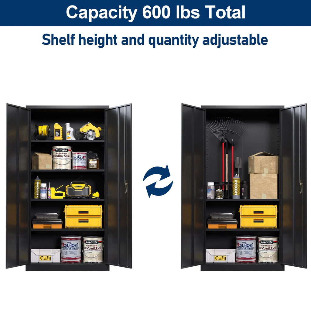 Aobabo 72 Inch Locking Storage Cabinet w/ Adjustable Shelves, Gray