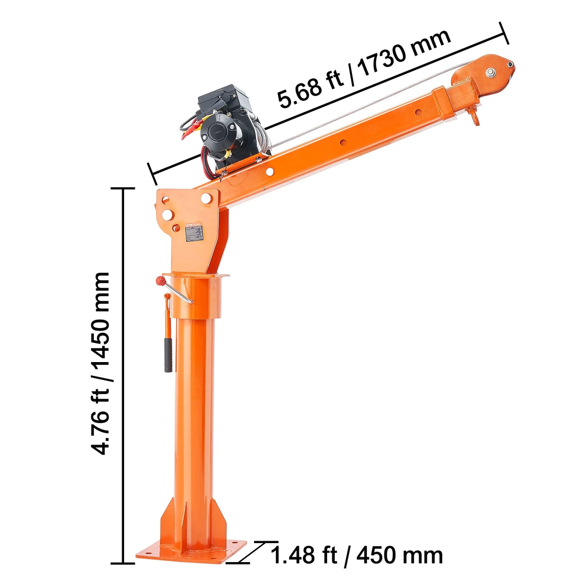 VEVOR Electric Pickup Truck Crane, 2200 lbs, Folding Truck-Mounted Bed Crane with Electric Winch 6000 lbs, Steel Pickup Truck Jib Crane Hoist 360 Swivel for Lifting Goods in Construction, Factory