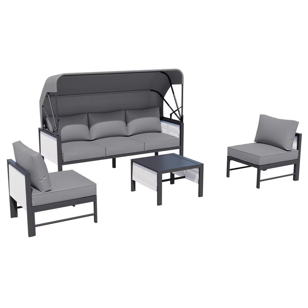 AECOJOY Aluminum Outdoor Furniture Set, 7 Pieces Metal Patio Furniture on sale Outdoor Couch Patio Conversation Set - Light Grey