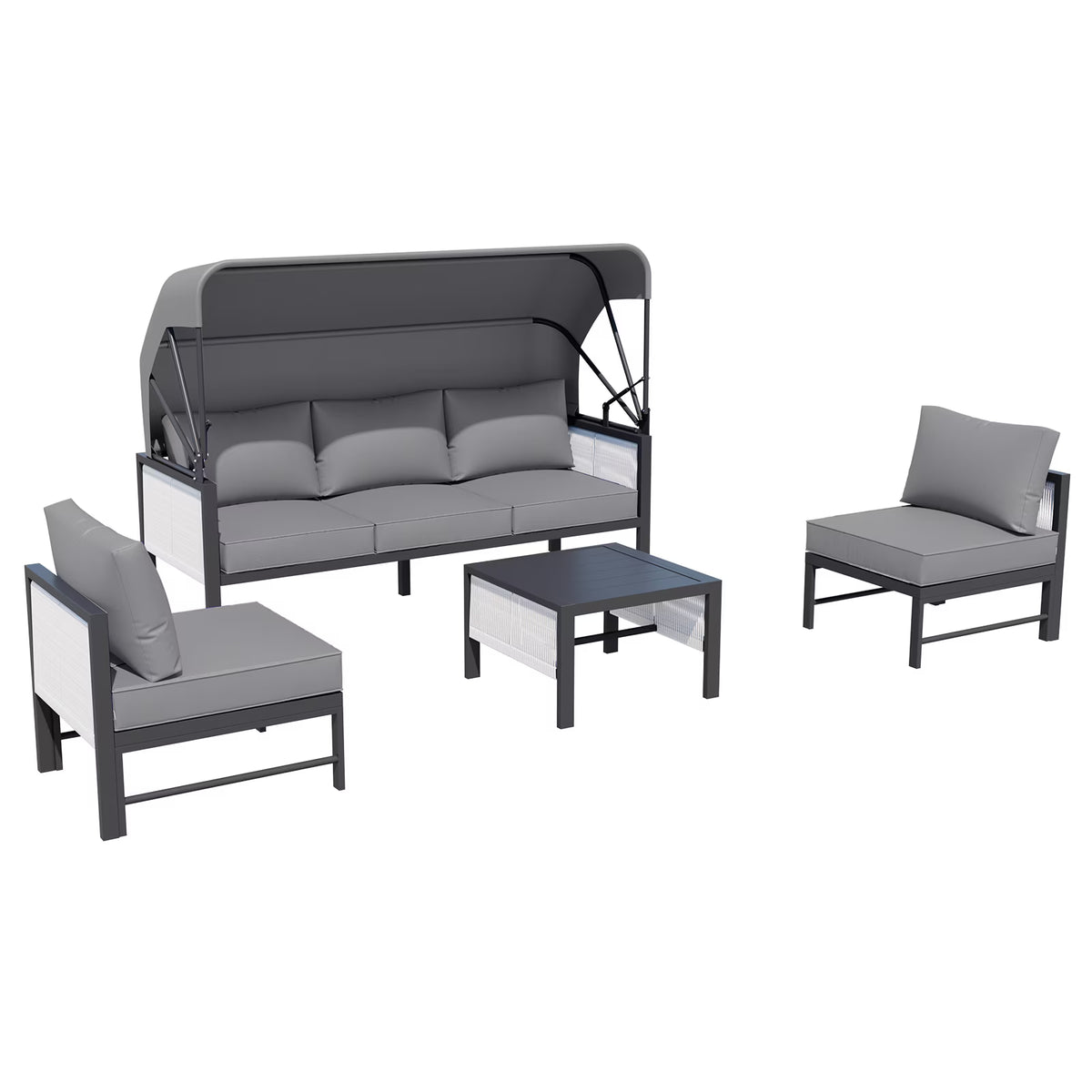 AECOJOY Aluminum Outdoor Furniture Set, 7 Pieces Metal Patio Furniture on sale Outdoor Couch Patio Conversation Set - Light Grey