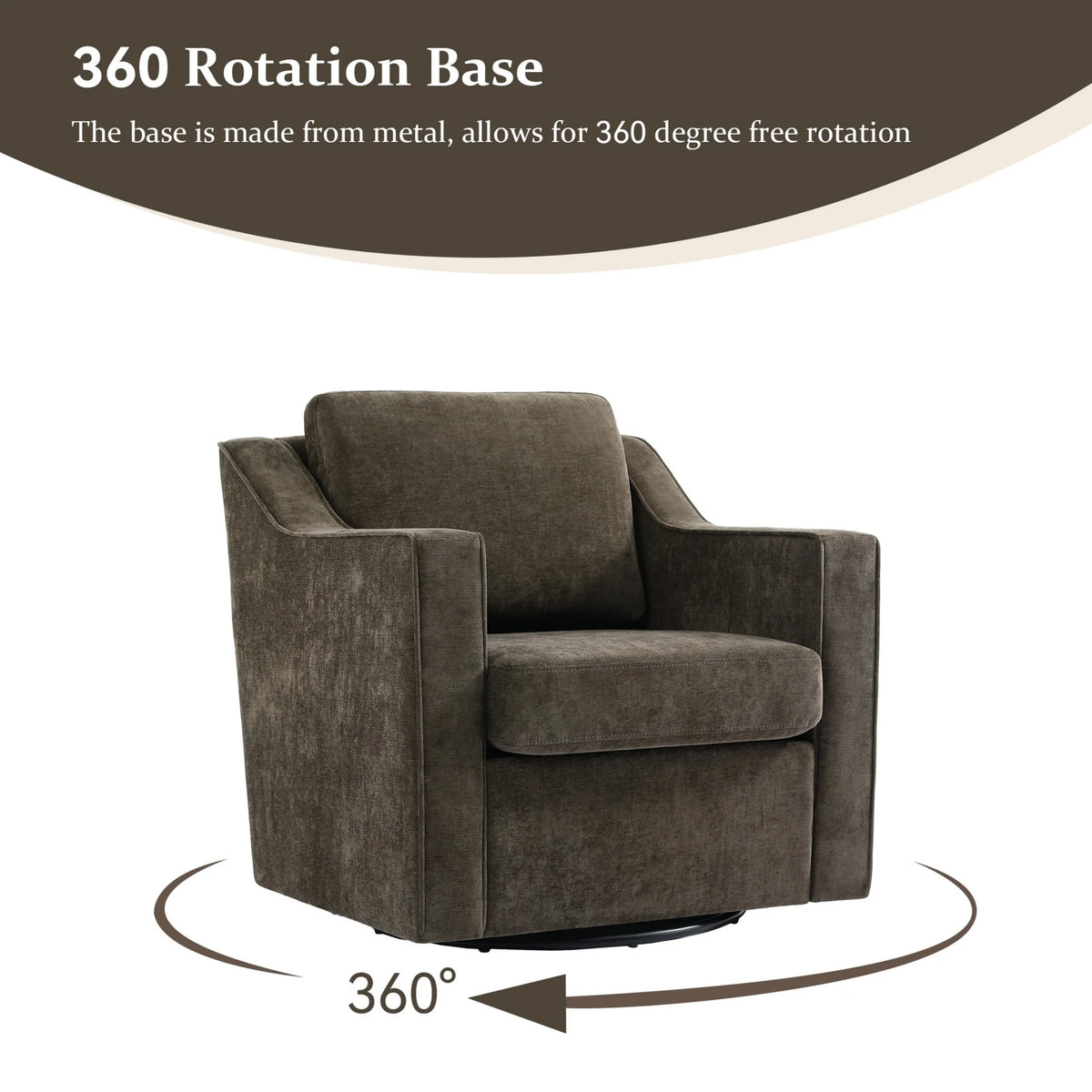 Swivel Accent Chair for Living Room, Modern Upholstered Barrel Arm Chair with Plump Back Pillow, Comfy Club Sofa Reading Chair for Adults (Chenille Navy, Set of 1)
