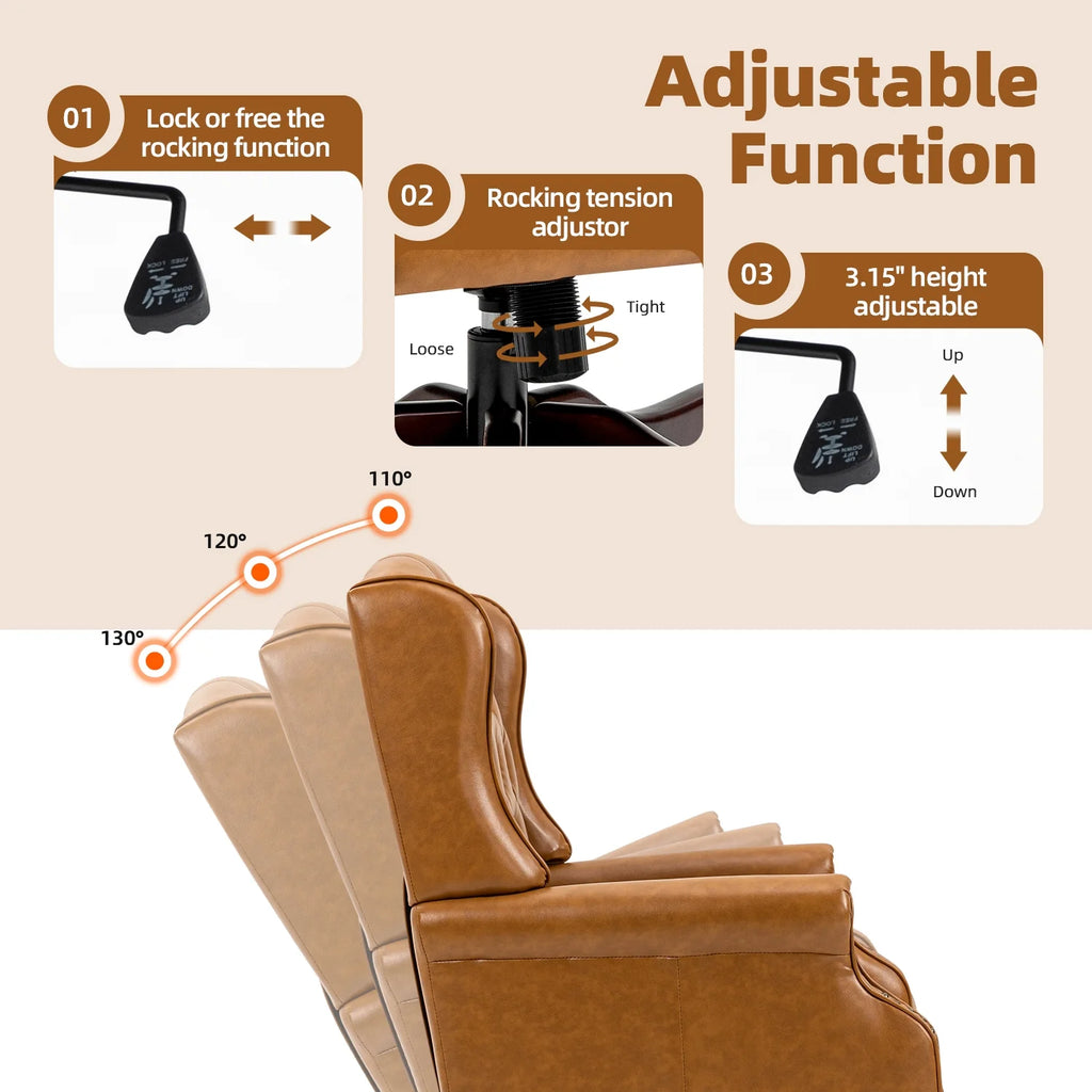 Homhum Classic Boss Office Chair, High Back Faux Leather Swivel Desk Chair, Adult, Brown