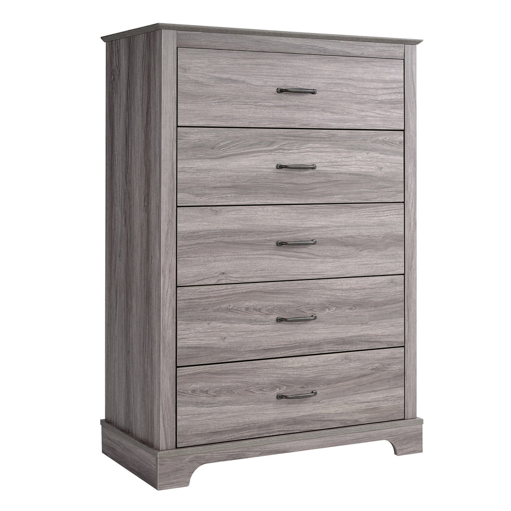 CHITOOMA 5 Drawer Dressers for Bedroom, Adult Tall Wooden Chest of Drawers, Storage Cabine for Living Room Entryway, Gray