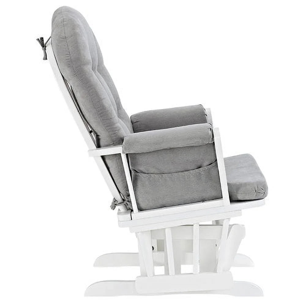 Angel Line Windsor Glider and Ottoman, Natural Finish with Gray Cushions