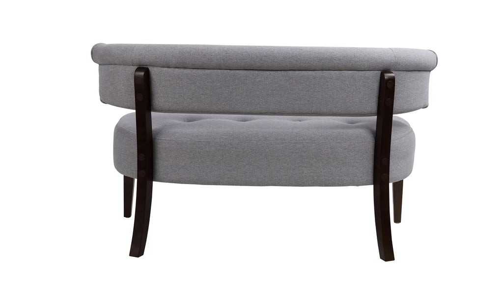 Jennifer Taylor Home Jared Roll Arm Tufted Polyester Fabric Bench, Sky Neutral Beige