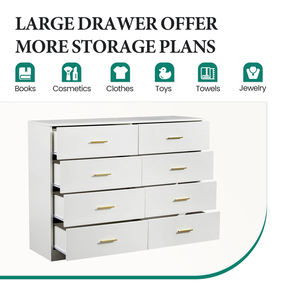 Aukfa Wood 9 Drawer Dresser for Bedroom, Long Chest of 9 Drawers TV Stand,Walnut