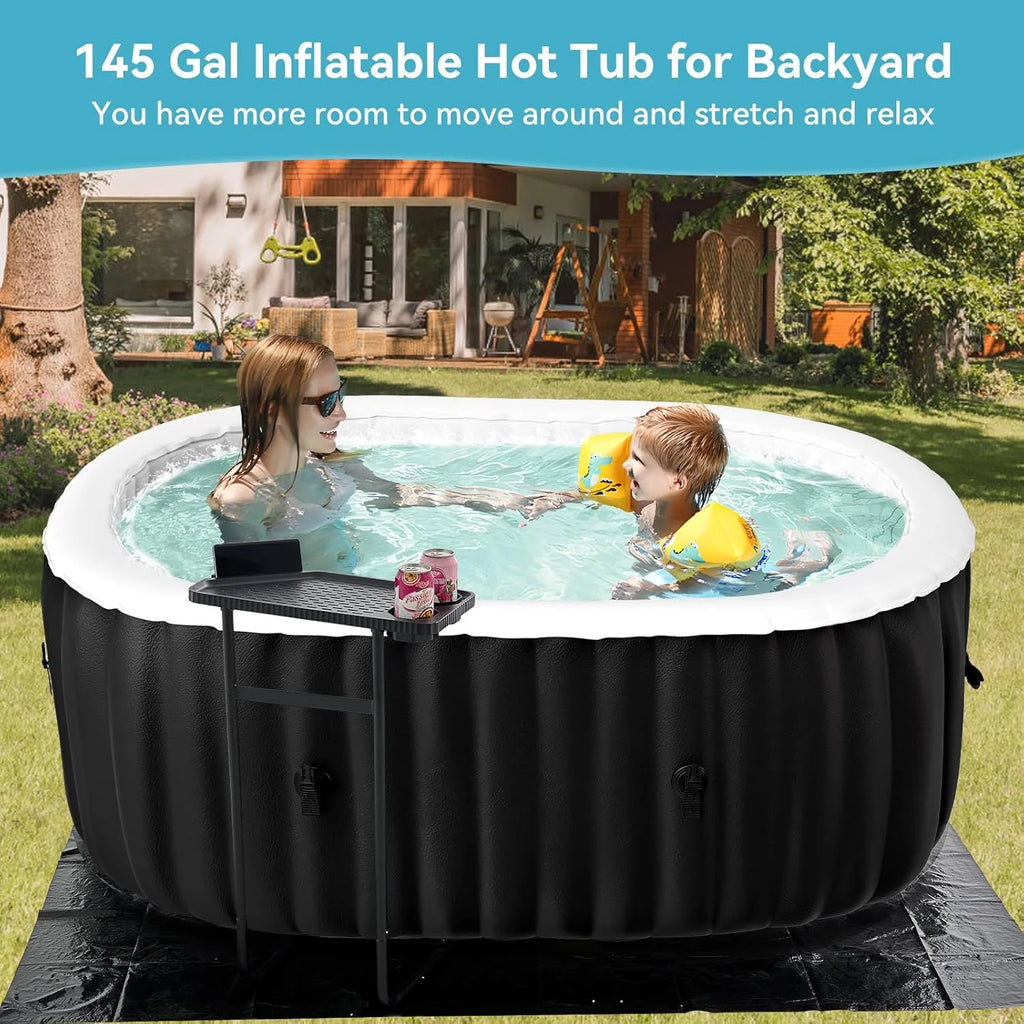 4-6 Person Inflatable Hot Tub, Large Polygon Portable Blow up Hot Tub, Leak-Proof PVC Outdoor Spa with 130 Air Jets, Insulated Cover and Heater Pump, 77 X 77 X 25