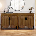 LEFHDA 2PCS Buffet Cabinet, Sideboard Cabinet with Storage, Accent Storage Cabinet with Carved Arc Door Design for Kitchen Dining Room, 2 Doors Buffet Cabinet with Adjustable Shelves
