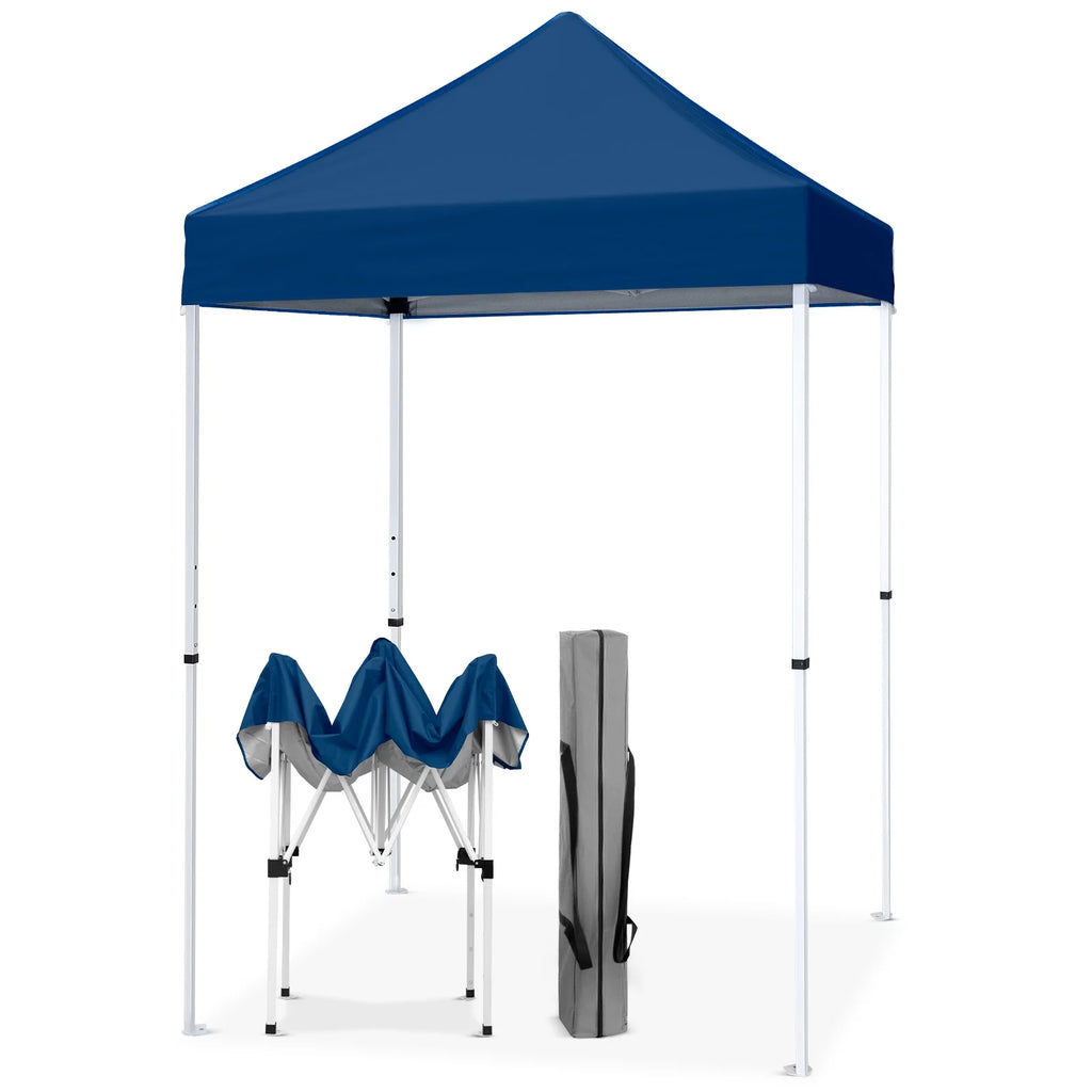 EAGLE PEAK 5x5 Pop Up Canopy Tent Instant Outdoor Canopy Easy Set-up Straight Leg Folding Shelter（Blue）