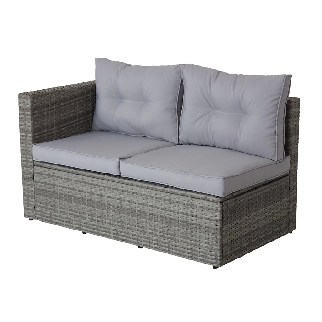 SEGMART Patio Furniture Sets, 4 Piece Patio Furniture Sets with Loveseat Sofa, Storage Box, Tempered Glass Coffee Table, All-Weather Patio Sectional Sofa Set with Cushions for Backyard Garden Pool