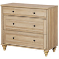 Oak Bedroom Dresser with 3 Drawers, Mid Century Modern Wooden Closet Storage Organizer, Small Dressers Suitable for Living Room, Nursery, and Hallway
