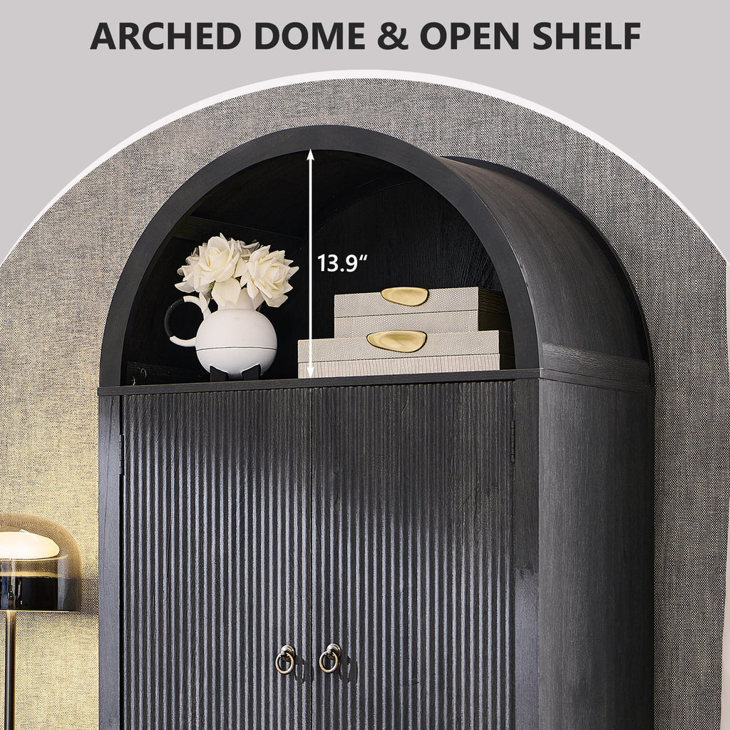 IFGET 71" Tall Arched Kitchen Pantry Storage Cabinet, Large Storage Cabinet with Adjustable Shelves, Pantry Cabinet for Kitchen, Dining Room