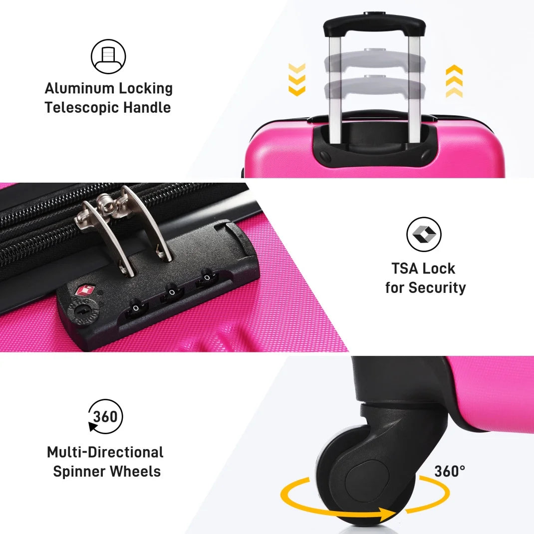 Luggage Sets 3 Piece, Hardside Expandable Ultra Durable PC Lightweight Carry On, Travel Suitcase Set with TSA Lock Spinner Wheels, Multicolor Purple