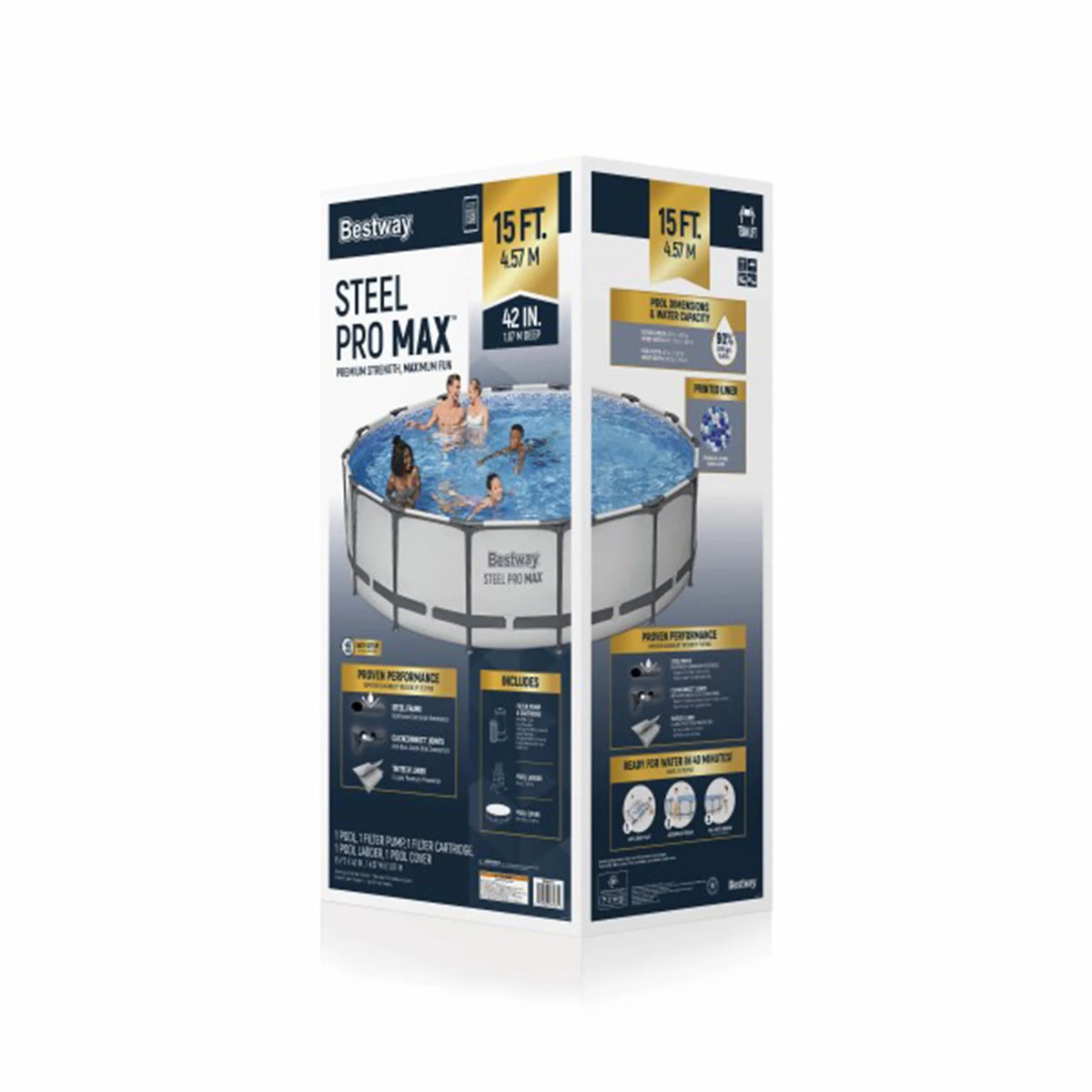 Open Box Bestway Steel Pro Max 15'x42" Frame Above Ground Pool Set