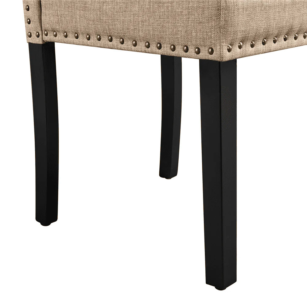 Easyfashion Set of 2 Classic Upholstered Dining Chair, Khaki