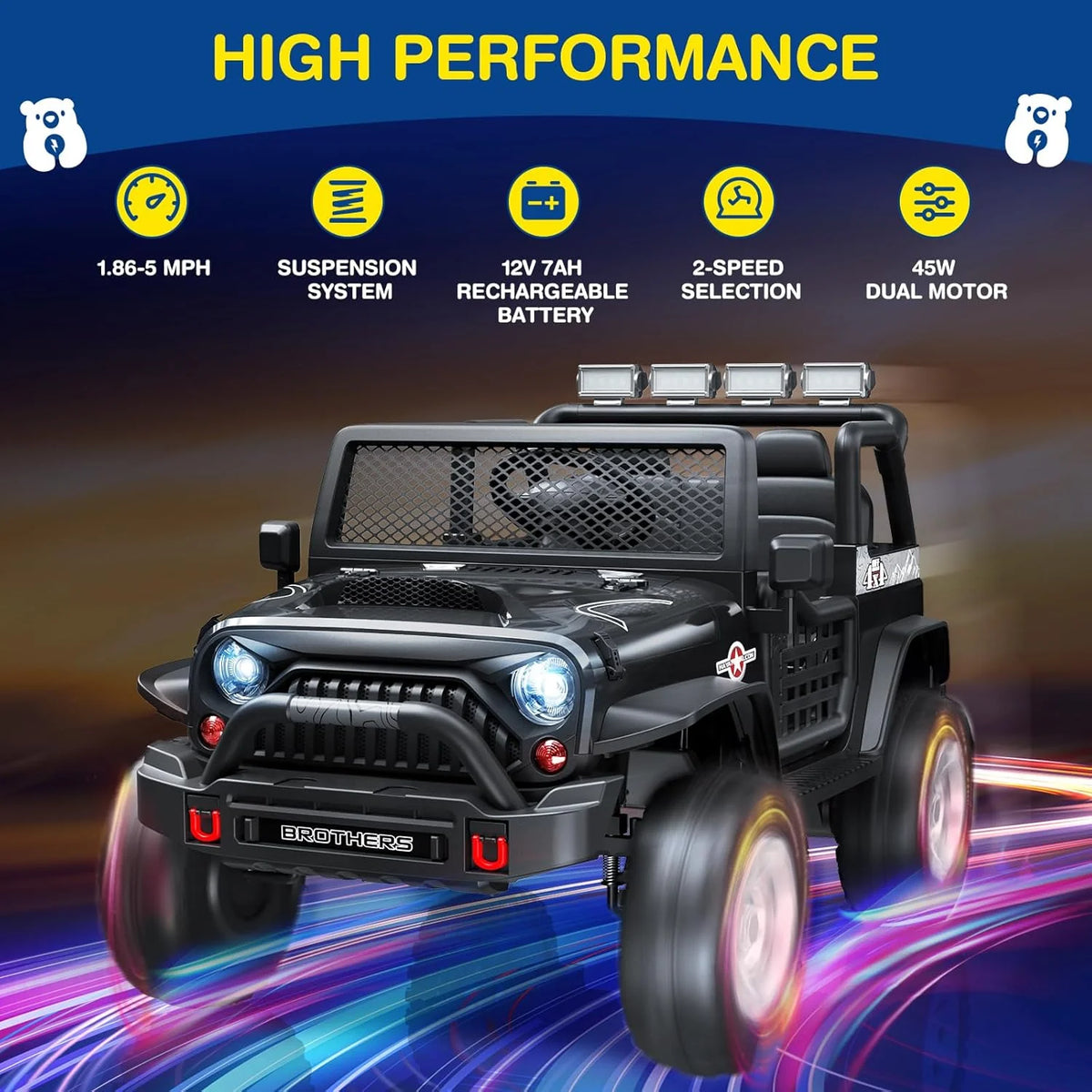 L8 Ride On Car, 2 Seater, 12V Kids Electric Car w/Remote Control, 4-Wheel Suspension, Bluetooth Speaker, Multi Music Modes, 3 Speeds, LED Lights, Xmas & Birthday Gift Ideas for Kids Ages 3+