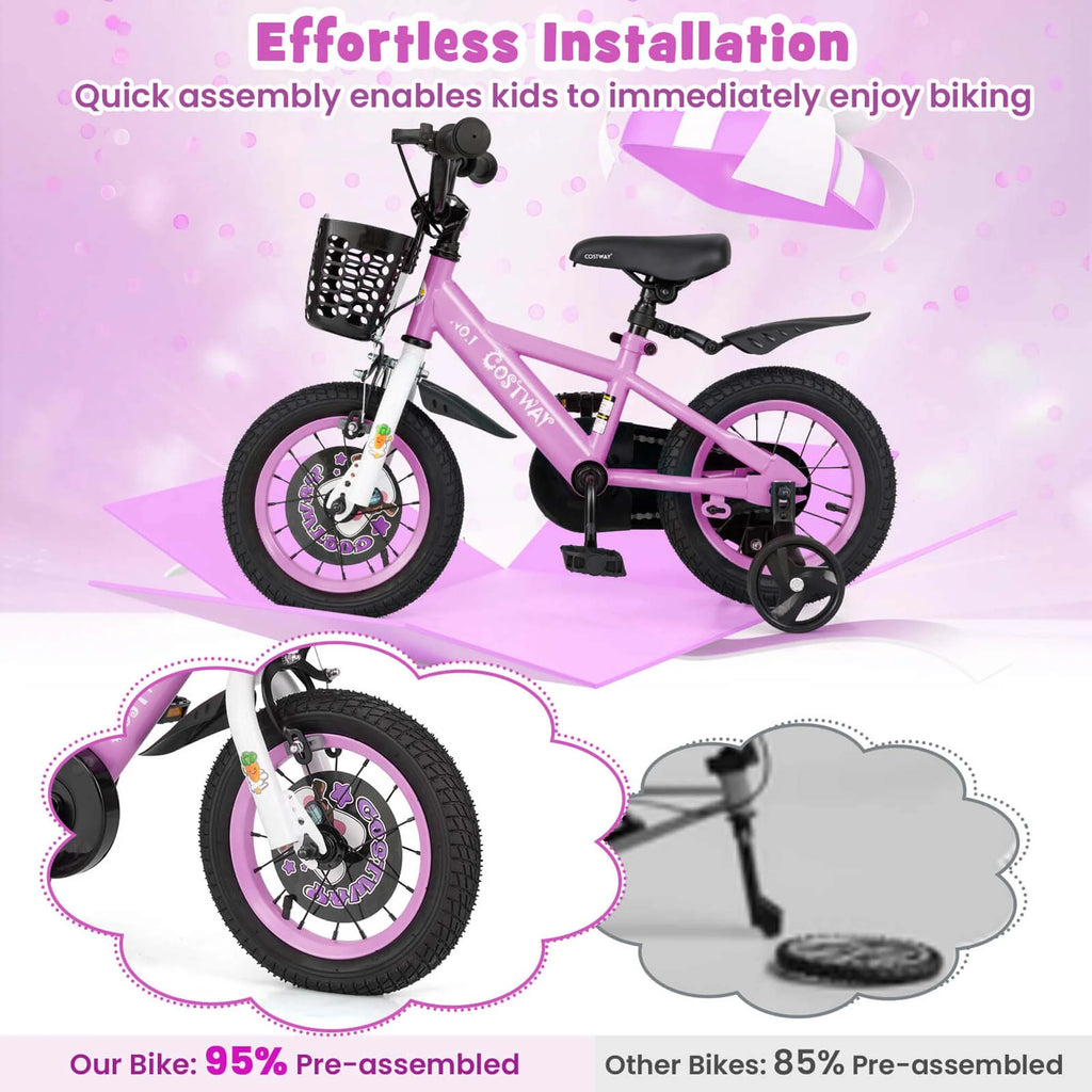 Costway 16" Kid’s Bike for 4-7 with Height-Adjustable Handlebar & Saddle Handbrake Blue