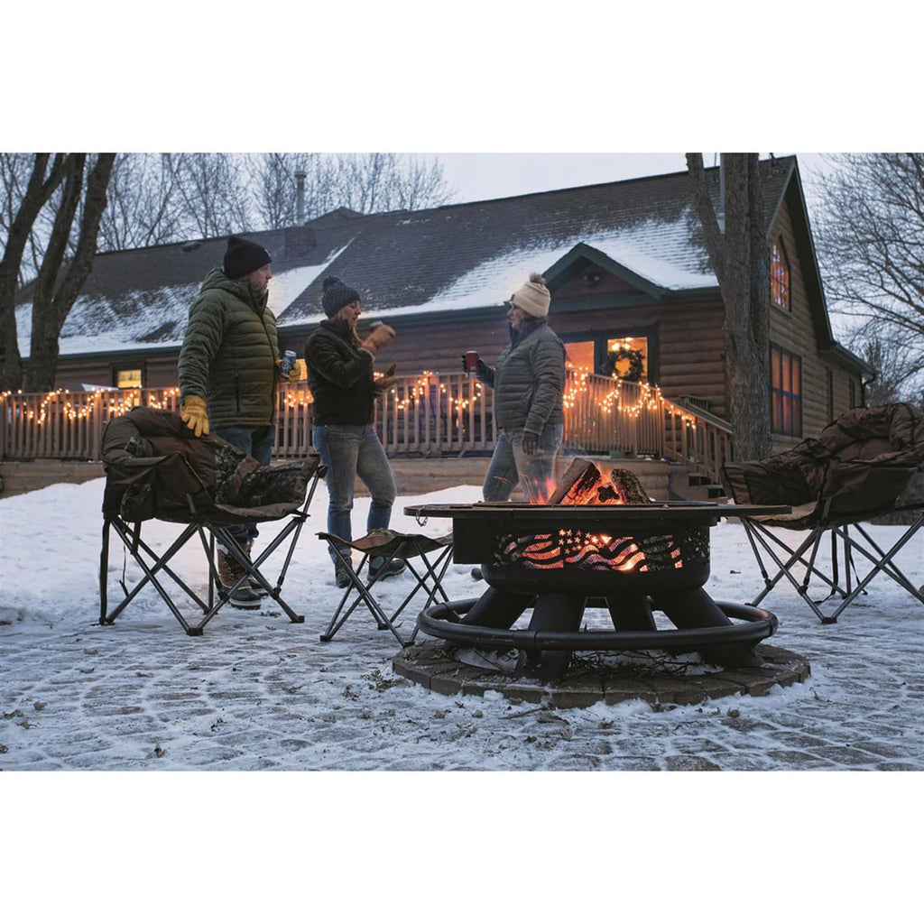 CASTLECREEK 47" Fire Pit BBQ Grill Outdoor Wood Burning Steel Log Firepit for Camping, Grilling, Smores, Yard, Cooking Outside, Barbecue, Bonfire