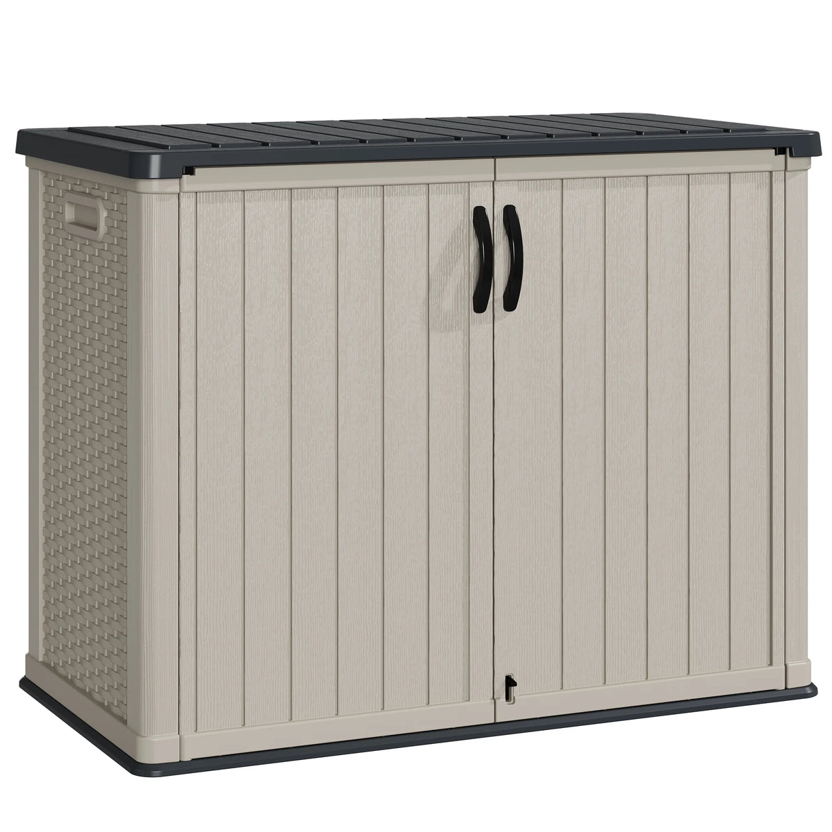 Devoko 26 Cu.ft Resin Outdoor Storage Shed, With Stable Floor and Lockable Door, All-Weather Storage Shed, Beige