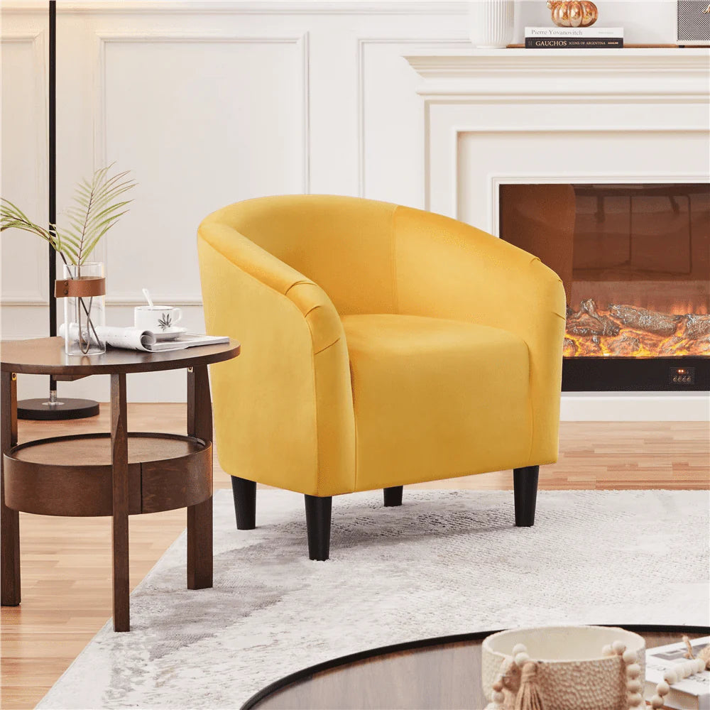 Easyfashion Tub Chair, Set of 2, Yellow Velvet