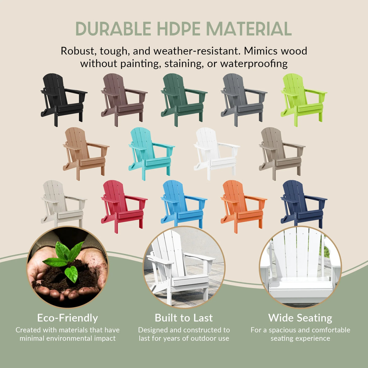 Westintrends Outdoor Folding HDPE Adirondack Chair, Patio Seat, Weather Resistant, Dark Brown