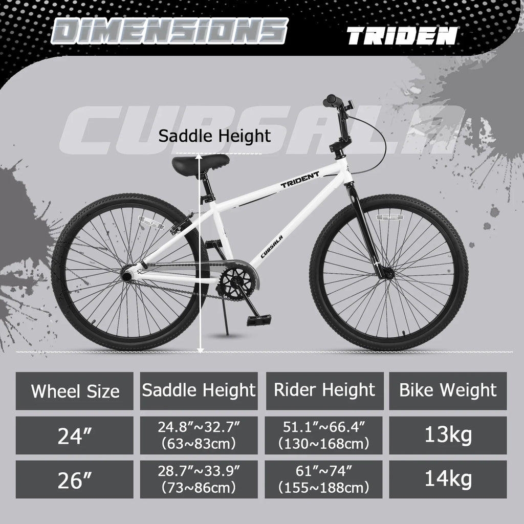 cubsala 24 Inch BMX Race Bike Trident Bicycles Beginner-Level to Advanced Riders with 2 Pegs Trick Cycling and Professional Riding, Black